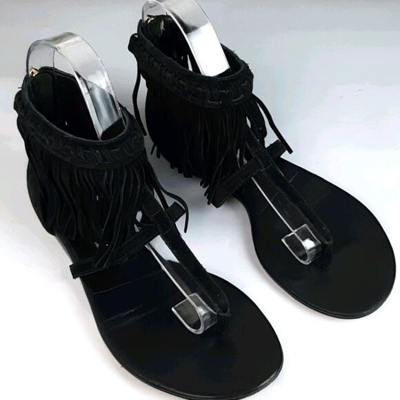 Diane Von Furstenberg DVF Paloma Suede Fringe Sandals Size 6 - Picture 1 of 16